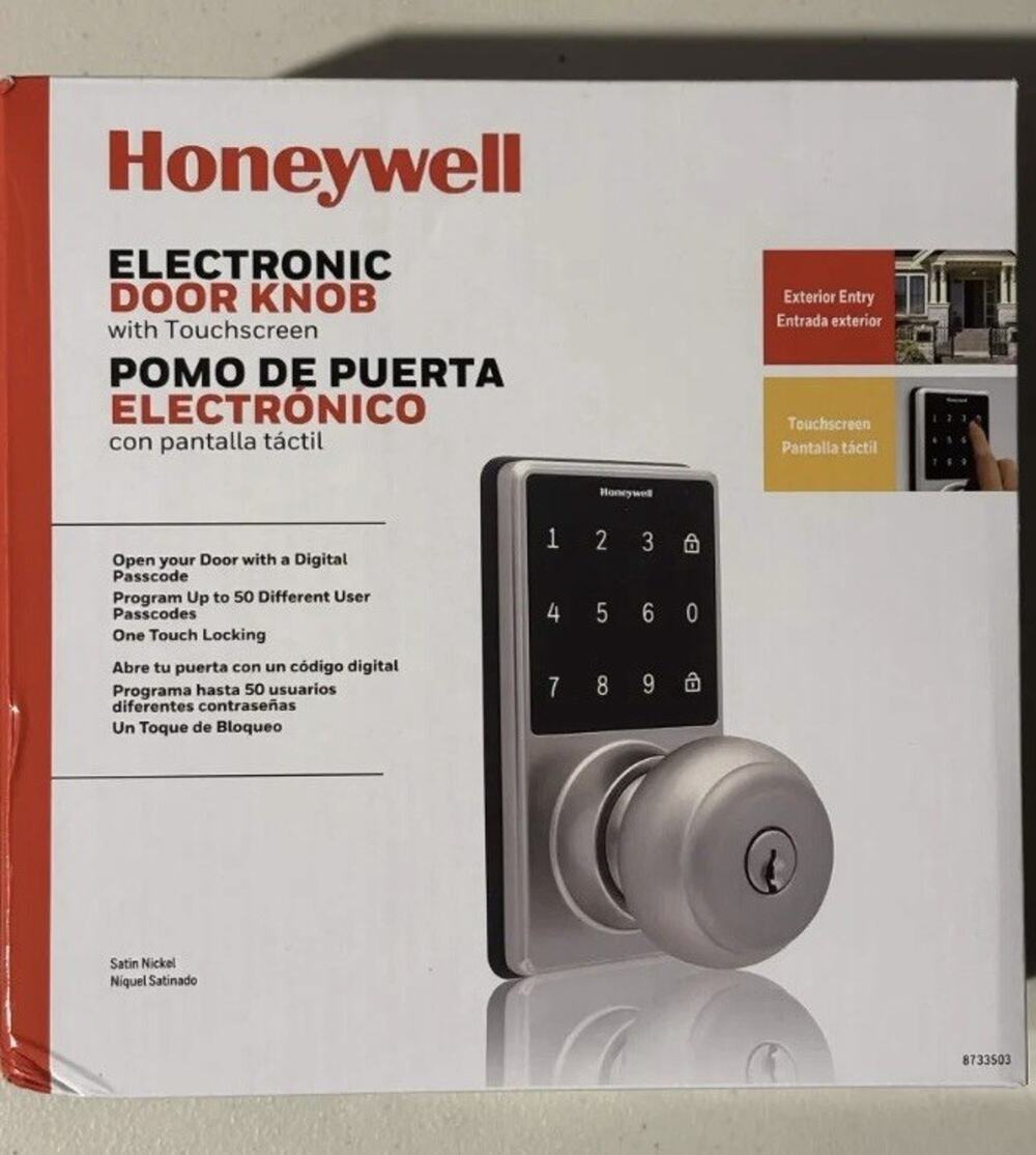 Honeywell Electronic Doorknob Lock with Touchscreen Satin Nickel Finish
